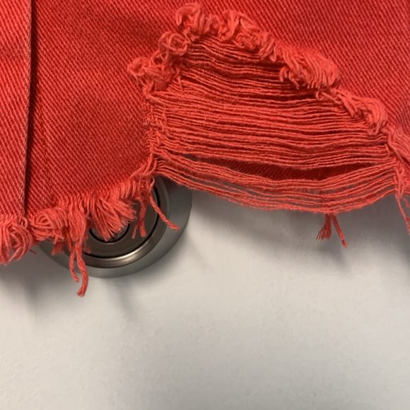 Sunset and spring faded red denim skirt y2k look thrashed - Picture 4 of 5